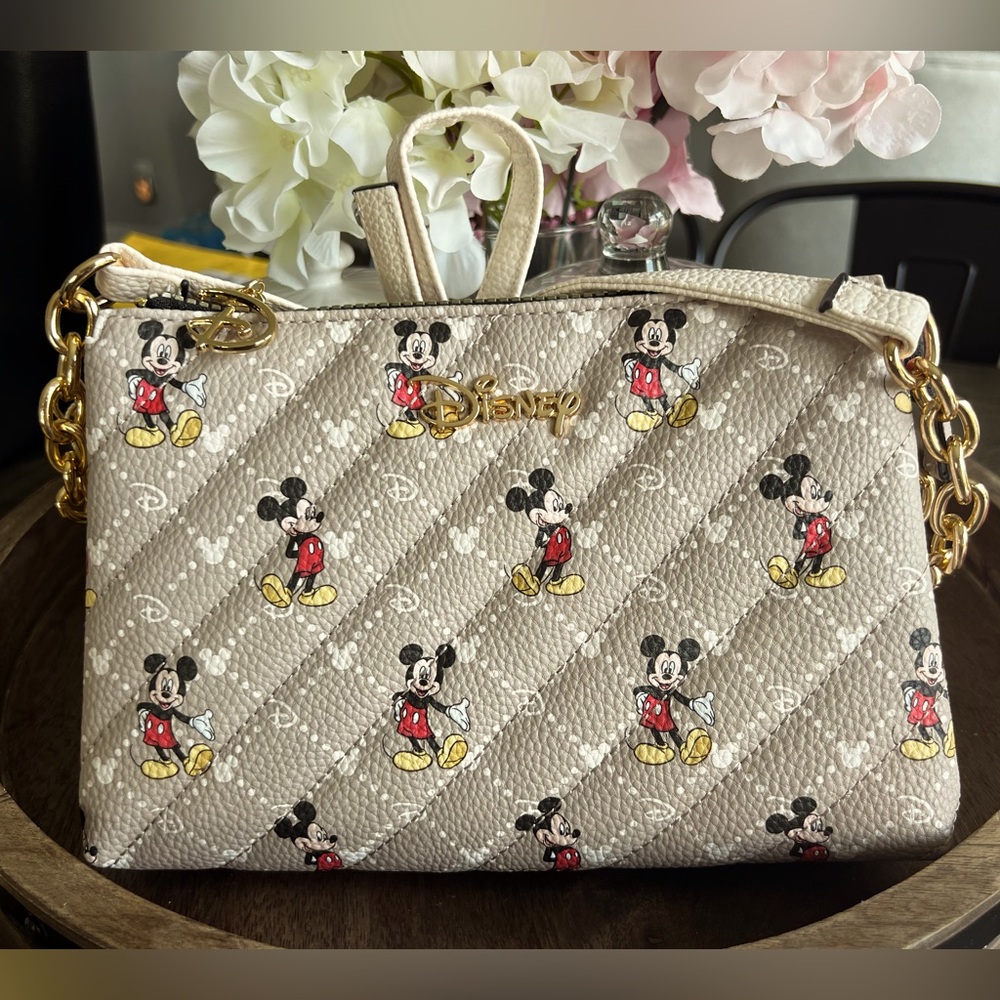 Disney Mickey Mouse Limited Edition Crossbody Faux Leather Gold chain accent.